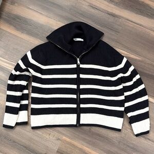 Zara Stripped Zip up Sweater